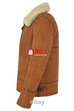 Veste en cuir de mouton shearling et fourrure de whisky B3 pour homme pilote bombardier de l'armée de l'air RAF HARBIN