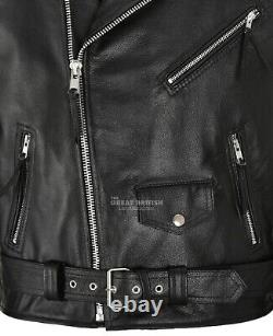 Veste en cuir pour homme Brando Moto Vache Noire - Veste de motard Marlon