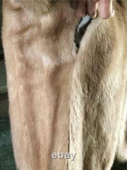Vintage Full Length Beige Mink Coat Avec Ivory Fox Collar Taille Large