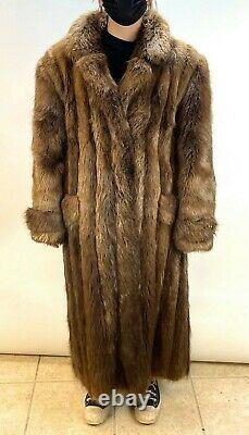 Vintage Grande Mink Beaver Fur Coat Dittrich Rich Furs Ranch Femmes Pleine Longueur