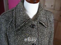 Vintage Ladies Windsmoor Longue Longueur Anglais Mélange Tweed Laine Coat Uk 16 14