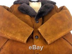 Vintage Manteau En Peau De Mouton En Peau De Mouton En Cuir Veste Grande L Brown Suede Lourd Supple