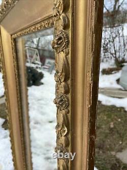 Vtg Ornate Victorian Full Length Large Beveled Mirror Barbola Wood Gold Frame