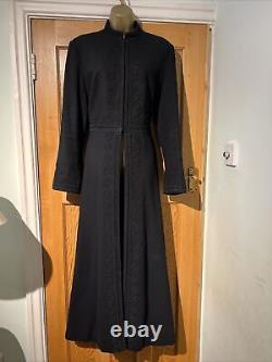 Wallis Full Length Winter Coat Black Wool Lined Embroided Taille L Euro 46