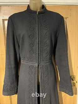 Wallis Full Length Winter Coat Black Wool Lined Embroided Taille L Euro 46