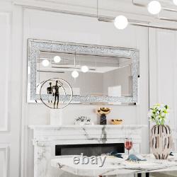XXXL Grand Miroir Mural En Diamant De Charme Cristal Broyé Longue Longueur Miroir